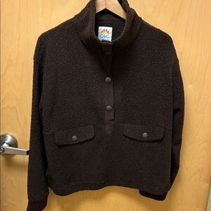 C.C Dark Brown  Textured Fleece Pullover